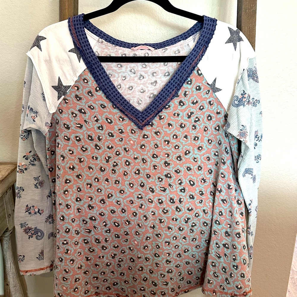 Ces Femme Mixed Print Long Sleeved Top Size M